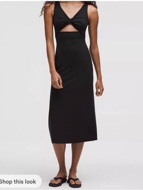 lululemon athletica Black Cutout Nulu Twist Midi Dress